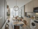 Modern kitchen and dining area in an open-concept living space