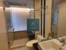 Modern bathroom with glass shower enclosure