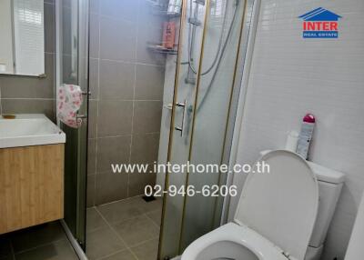 Modern bathroom with shower and toilet