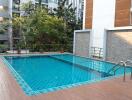 Outdoor swimming pool in residential area