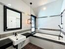 Modern bathroom with bathtub and sink