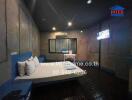 Bedroom with modern decor and dim lighting