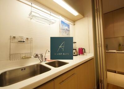 Modern kitchen with double sink and ample storage