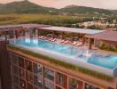 Building with a rooftop infinity pool