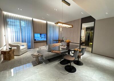 Modern living and dining area with contemporary furnishings