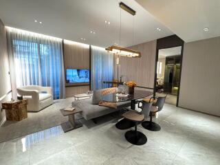 Modern living and dining area with contemporary furnishings