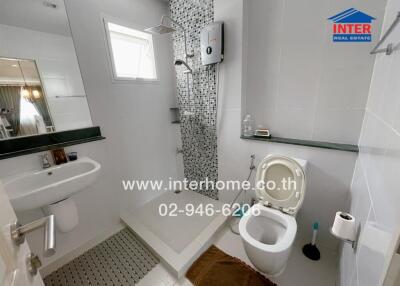 Modern bathroom with shower and toilet