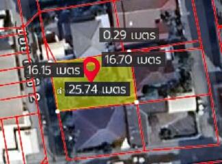 Aerial view of property boundaries with dimensions