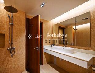 modern bathroom with vanity and shower