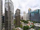 City skyline with multiple high-rise buildings