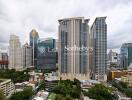 City skyline with multiple high-rise buildings