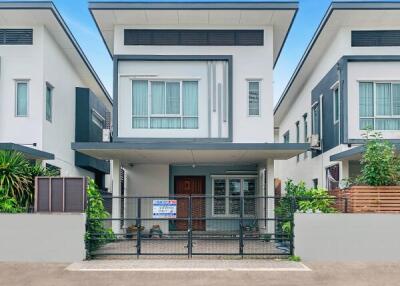 Exterior view of a modern two-story house