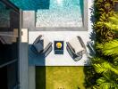 Outdoor seating area by the pool