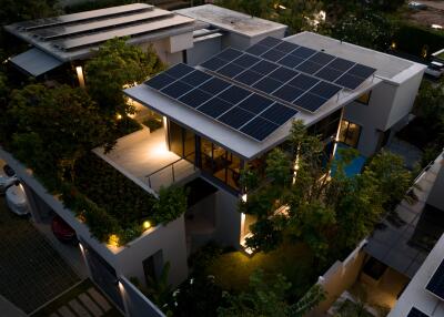 Modern house with solar panels