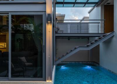 Modern house with a pool and staircase