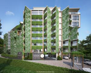 Modern green-covered condominium building