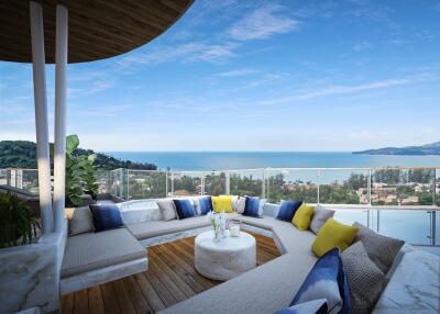 Spacious outdoor terrace with ocean view