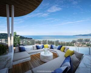 Spacious outdoor terrace with ocean view