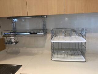 Kitchen counter with dish racks