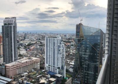 City skyline view from a high-rise building