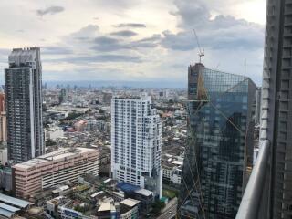 City skyline view from a high-rise building