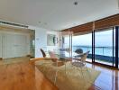 Spacious dining area with ocean view