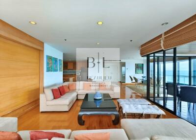 Spacious and modern living room with ocean view