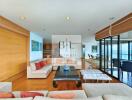 Spacious and modern living room with ocean view