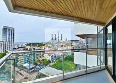 View from the balcony overlooking city and sea