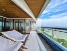 Spacious balcony with ocean view