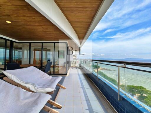 Spacious balcony with ocean view