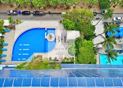 View of the swimming pool area at a residential building