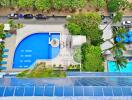 View of the swimming pool area at a residential building