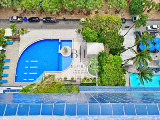 View of the swimming pool area at a residential building