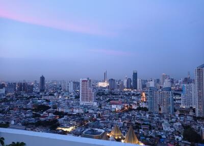 View of the city skyline during twilight