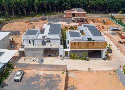 Aerial view of modern houses under construction