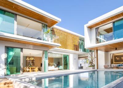 Modern two-story house with swimming pool