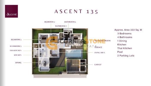 3 bedroom House in Baan Ascent Pattaya Huay Yai