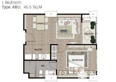 1-BR Condo at Rhythm Ratchada near MRT Ratchadaphisek