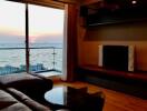 Living room with a view of the sunset