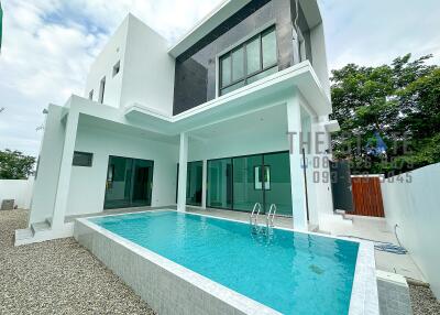 Modern two-story house with swimming pool