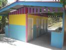 Colorful outdoor facility with individual rooms