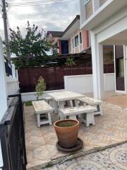 Outdoor patio with seating