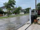 View of quiet residential street from the front of a property