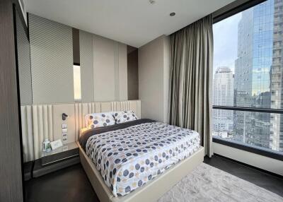 Modern bedroom with city view