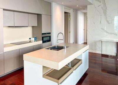 Modern kitchen with island and built-in appliances