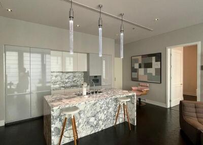 Modern kitchen with marble island and contemporary design