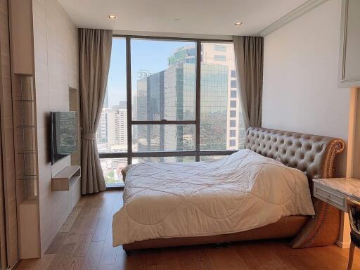 Modern bedroom with city view