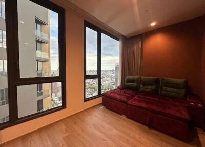 Modern living room with city view