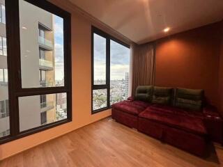 Modern living room with city view